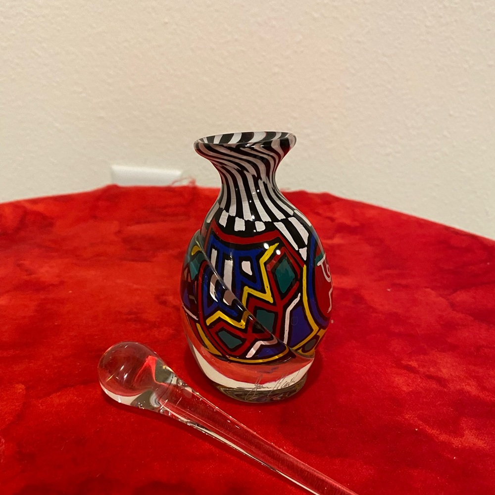 Vibrant Multicolor Art Glass Bottle - Picture 3 of 5